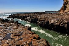 Mountains And Lava Field With Waves Splashes At Coastline Stock Images Mountains And Lava Field With Waves Splashes At Coastline Stock Images