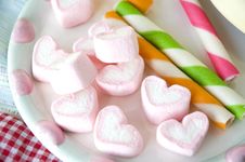 Pink Heart Marshmallow For Kids Stock Photos