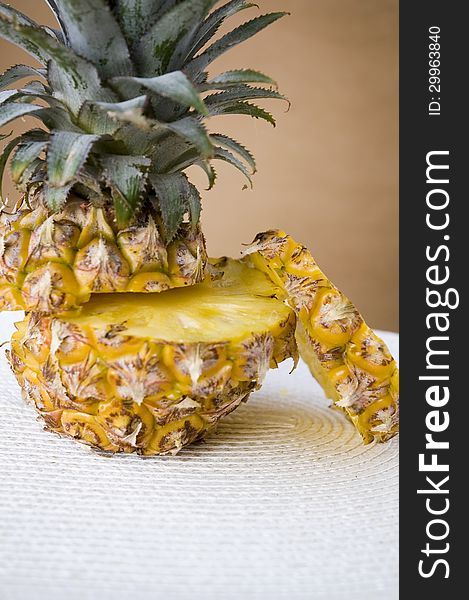 Slices Pineapple On White