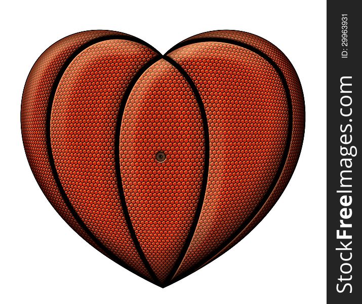 Digital illustration of a heart-shaped basketball. Digital illustration of a heart-shaped basketball.