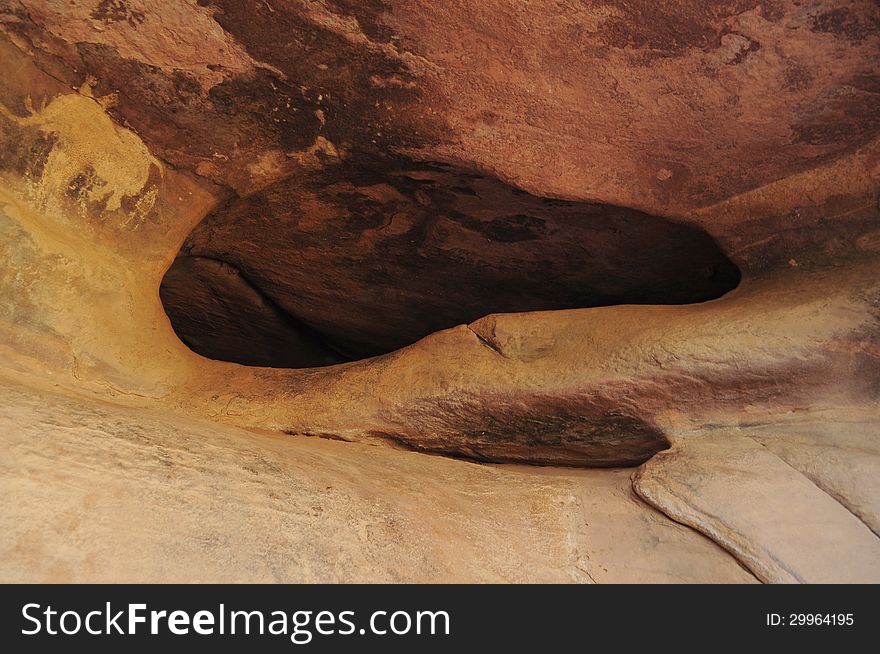 Pre historic rock shelters having paintings of bheemvetika world heritage site in MP India. Pre historic rock shelters having paintings of bheemvetika world heritage site in MP India