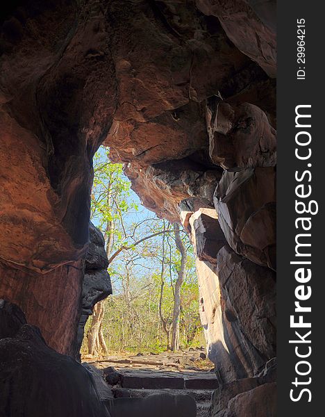 Pre historic rock shelters of bheemvetika a world heritage site in MP India. Pre historic rock shelters of bheemvetika a world heritage site in MP India