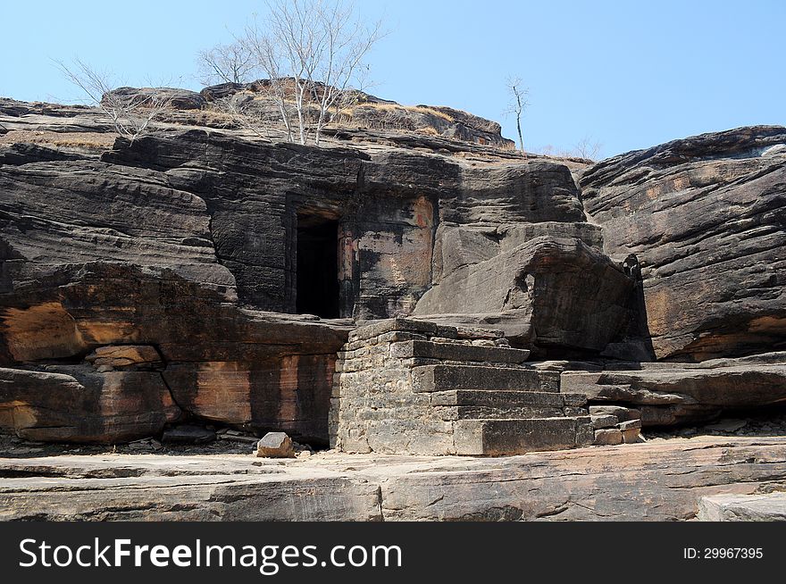3rd century BC Rock caves of Udaigiri MP India. 3rd century BC Rock caves of Udaigiri MP India