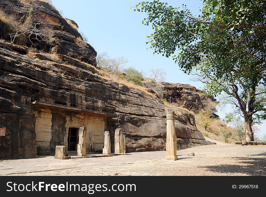 An entrance into 3rd century BC rock caves of Udaigiri. An entrance into 3rd century BC rock caves of Udaigiri