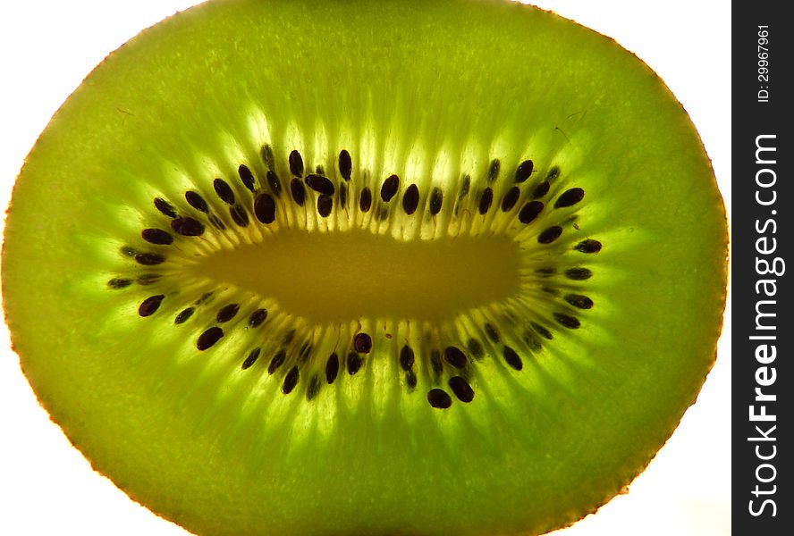 Fresh kiwi fruit sliced with seeds