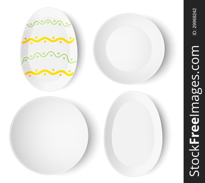 Collection of white dishes on white. Collection of white dishes on white