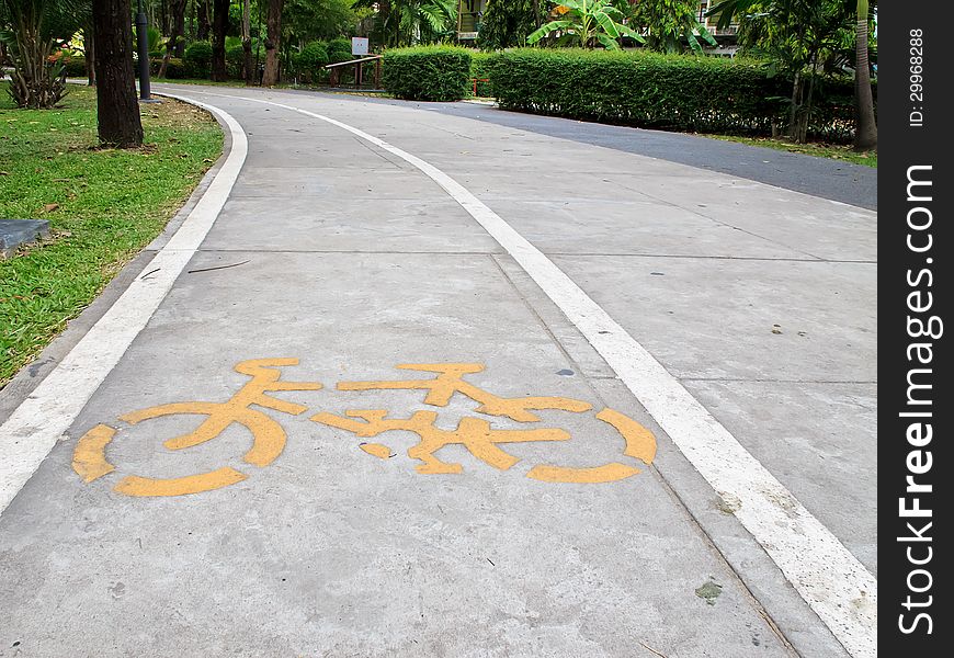 Bicycle way in the garden. Bicycle way in the garden