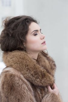 Love. Affectionate Dreamy Sensual Woman In Fur Coat In Reverie. Serene Stock Photos Love. Affectionate Dreamy Sensual Woman In Fur Coat In Reverie. Serene Stock Photos