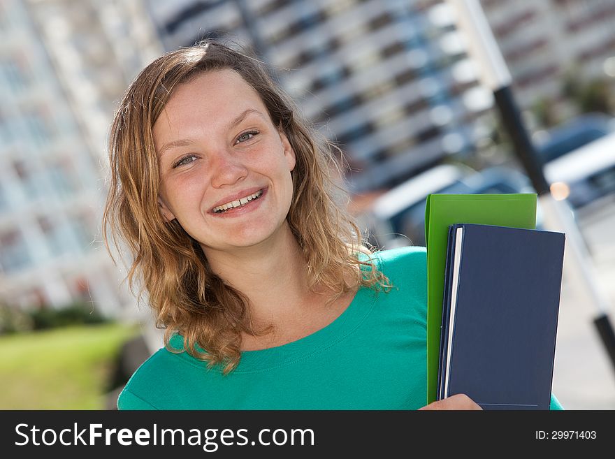 Portrait of a young student outdoors. Portrait of a young student outdoors