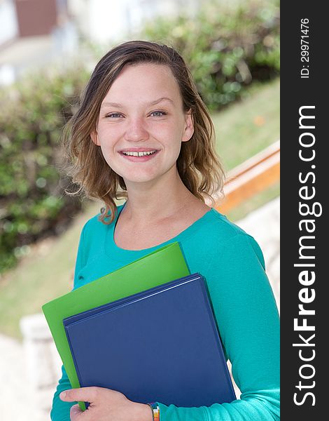 Portrait of a young student outdoors. Portrait of a young student outdoors