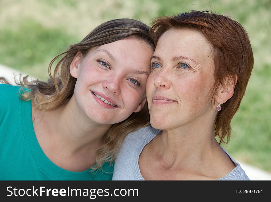 Portrait of happy mother and daughter