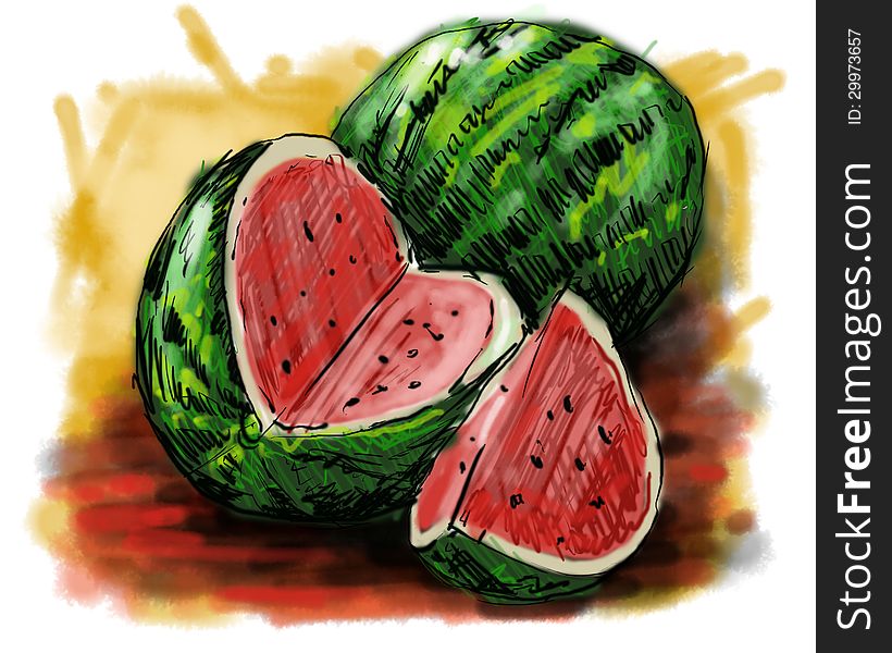 An art illustration of watermelon.