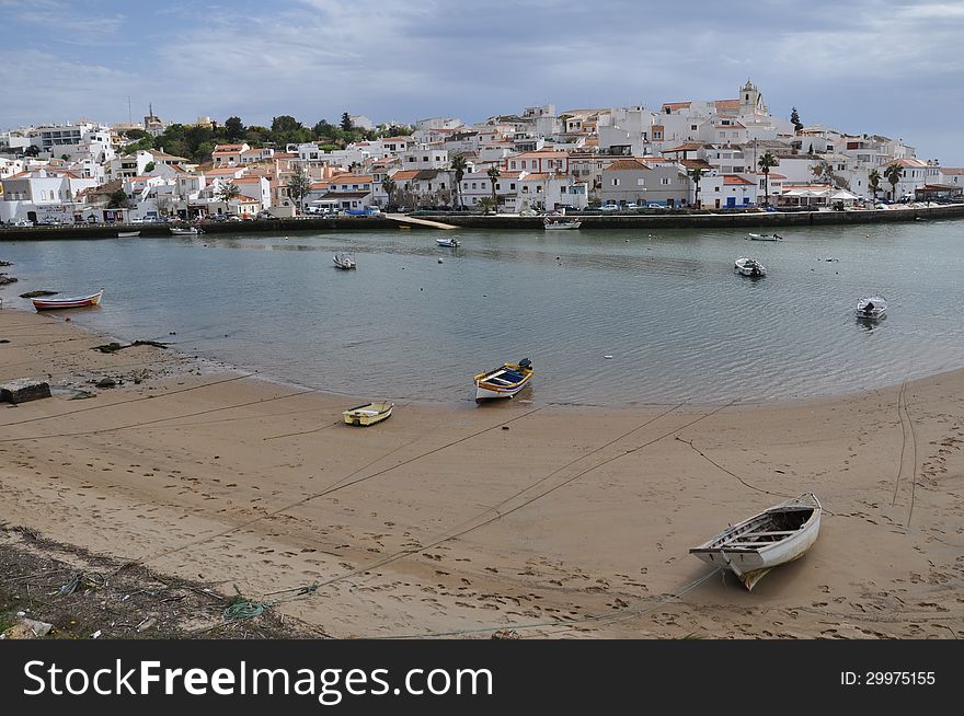 Image shows old town Ferragudo, Algarve, Portugal, Europe.