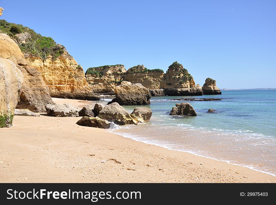 Beach Praia Dona Ana, Algarve, Portugal, Europe.