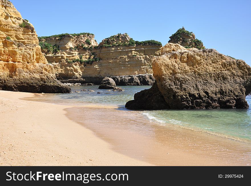 Beach Praia Dona Ana, Algarve, Portugal, Europe.