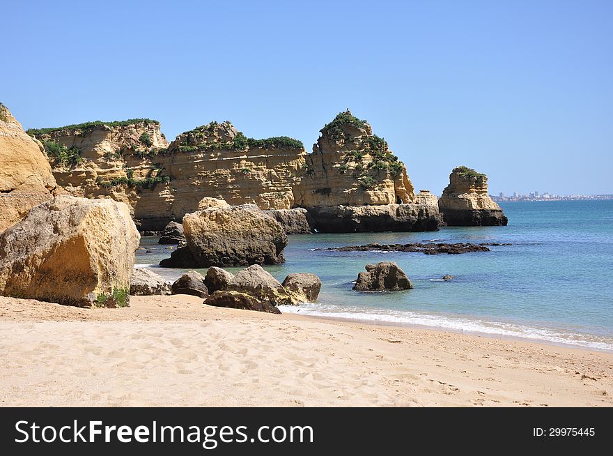 Beach Praia Dona Ana, Algarve, Portugal, Europe.