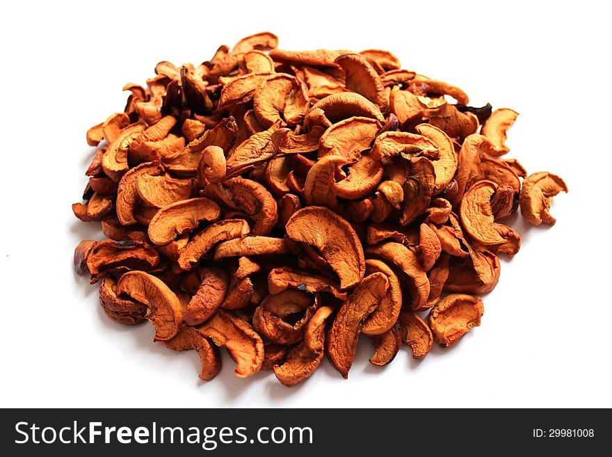 Dried apples on the white background