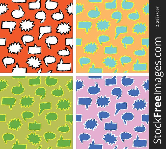 Four Seamless Speech Bubbles Textures or repeated patterns. Illustration is in eps8 mode!