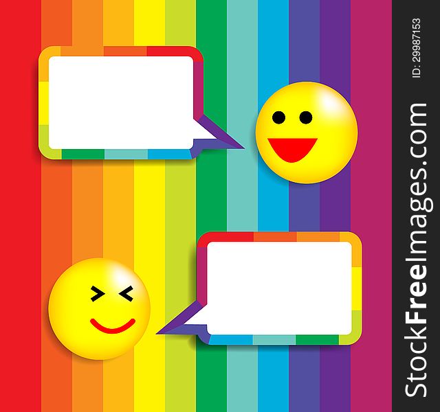 Colorful Background With Speech Bubble And Face Ic