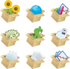 Business Icons In Boxes - 1 Stock Images
