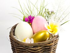 Easter Egg In The Basket Royalty Free Stock Photography Easter Egg In The Basket Royalty Free Stock Photography