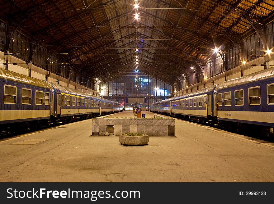 Budapest west railway station at night