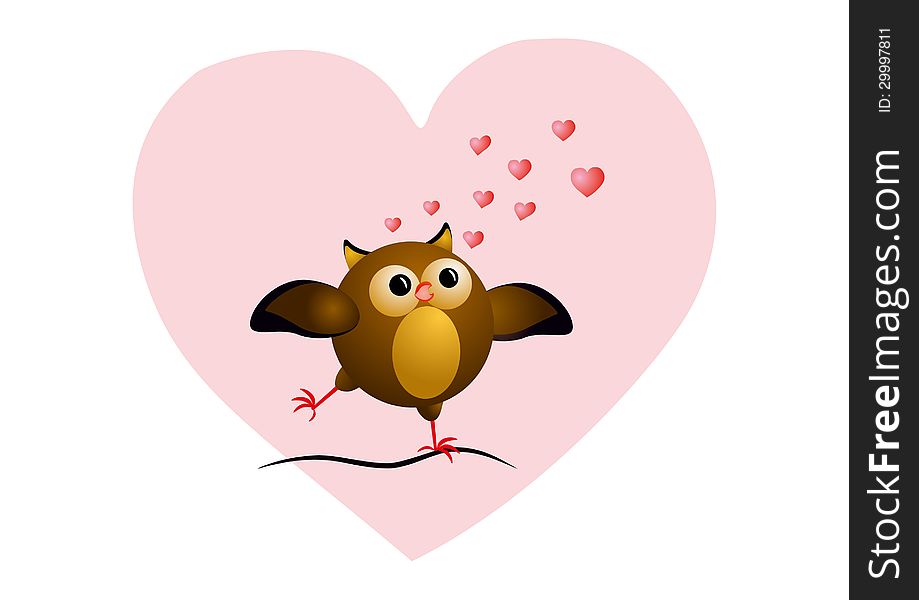 Funny brown owl in love