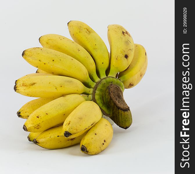 Ripe banana with white background.