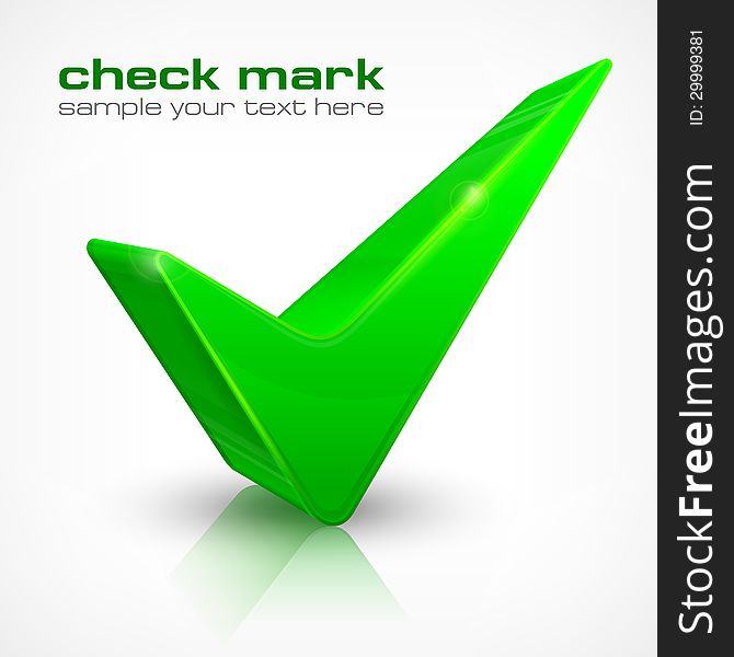 Green check mark isolated on white, vector illustration. Green check mark isolated on white, vector illustration