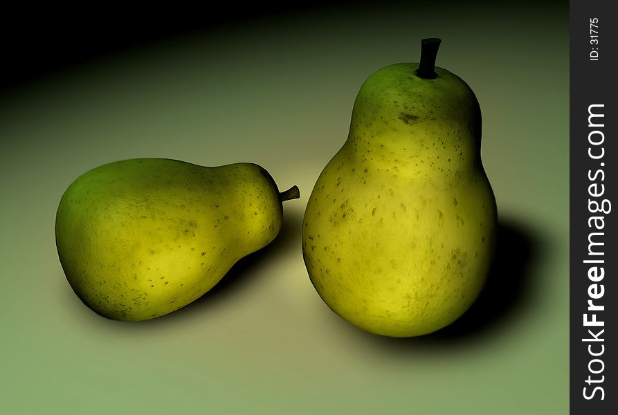 3D pears I created in Cinema 4D.