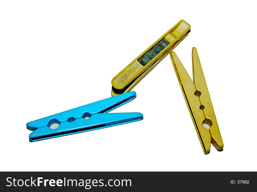 Three 3 clothes pegs. Three 3 clothes pegs
