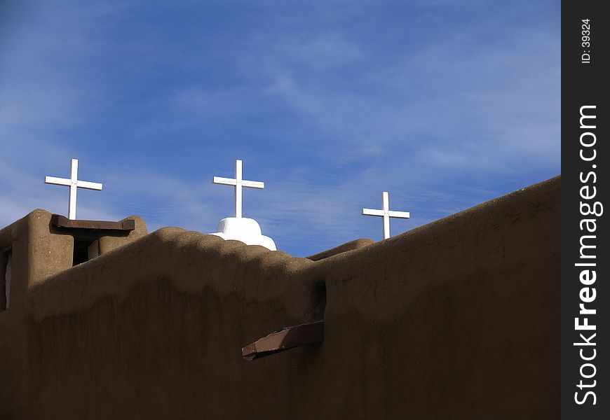 Three cross at the chruch in Taos Pueblo.
