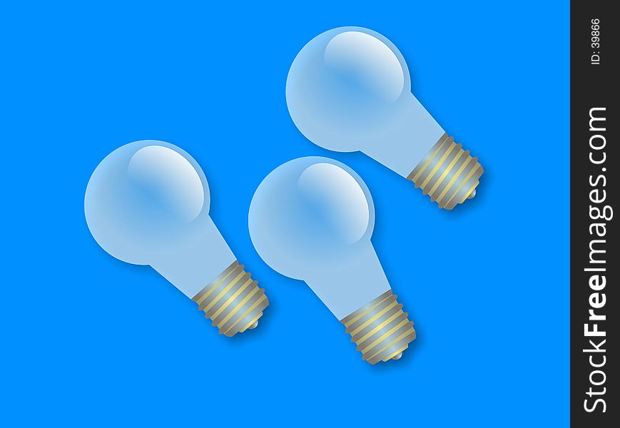 Three light bulbs against a blue background illustration.