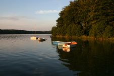 Bay Boats At Sunset Royalty Free Stock Image Bay Boats At Sunset Royalty Free Stock Image