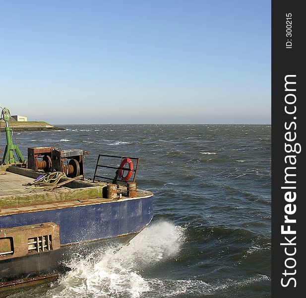 Industrial boat outside the harbour