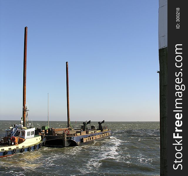 Industrial boat outside the harbour