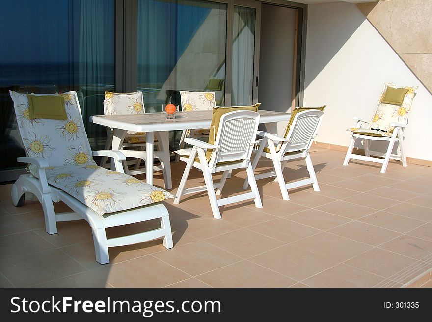 Beach chair in hotel