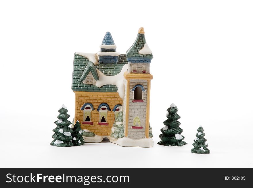 A side view of part of a Christmas Village. The Old Church. A side view of part of a Christmas Village. The Old Church