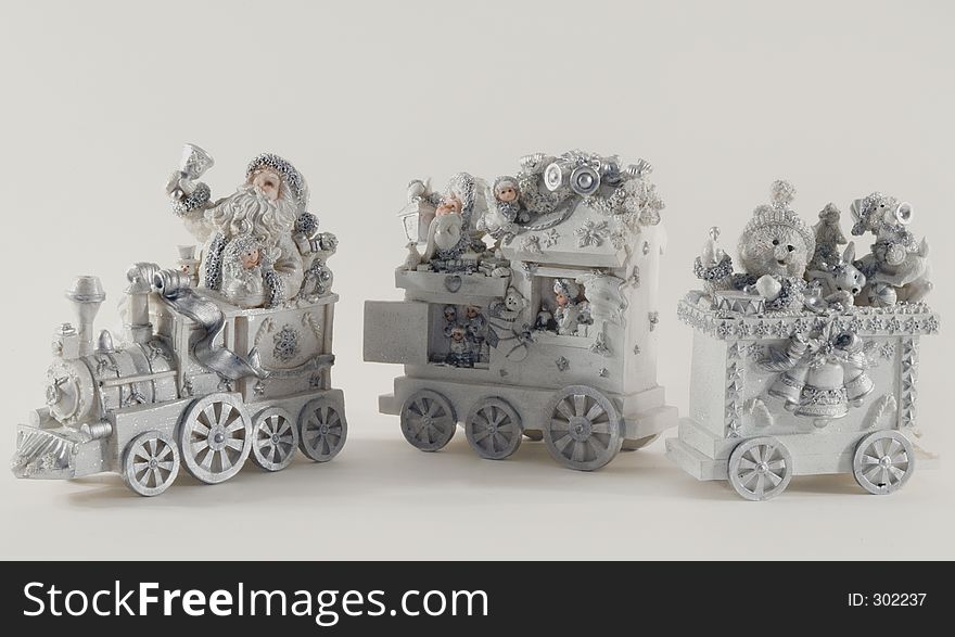Santa's train in white with intricate detail