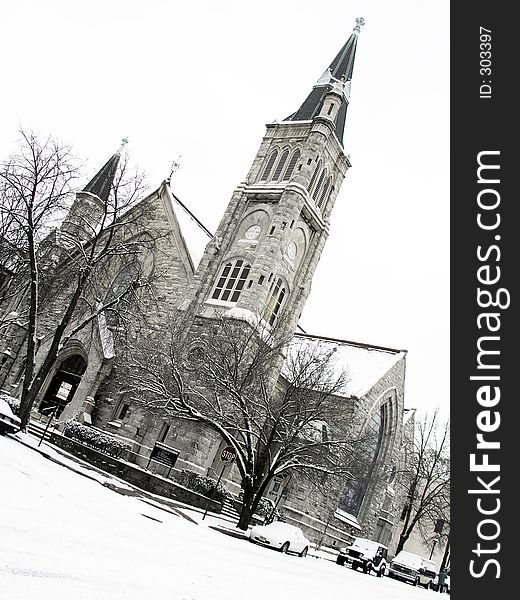 Church on snowday. Church on snowday