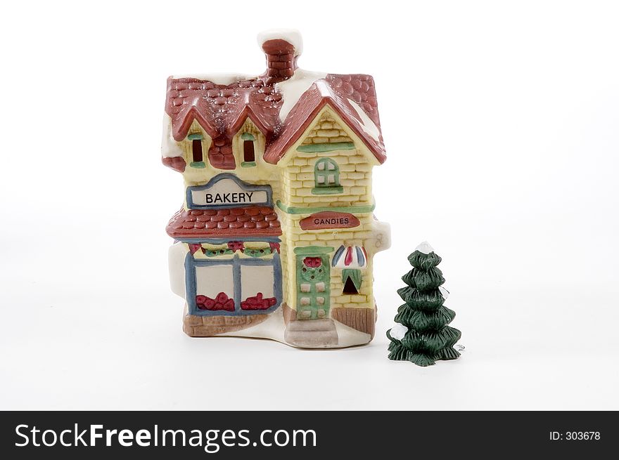 A small ceramic building from a Christmas Village. The Bakery. A small ceramic building from a Christmas Village. The Bakery