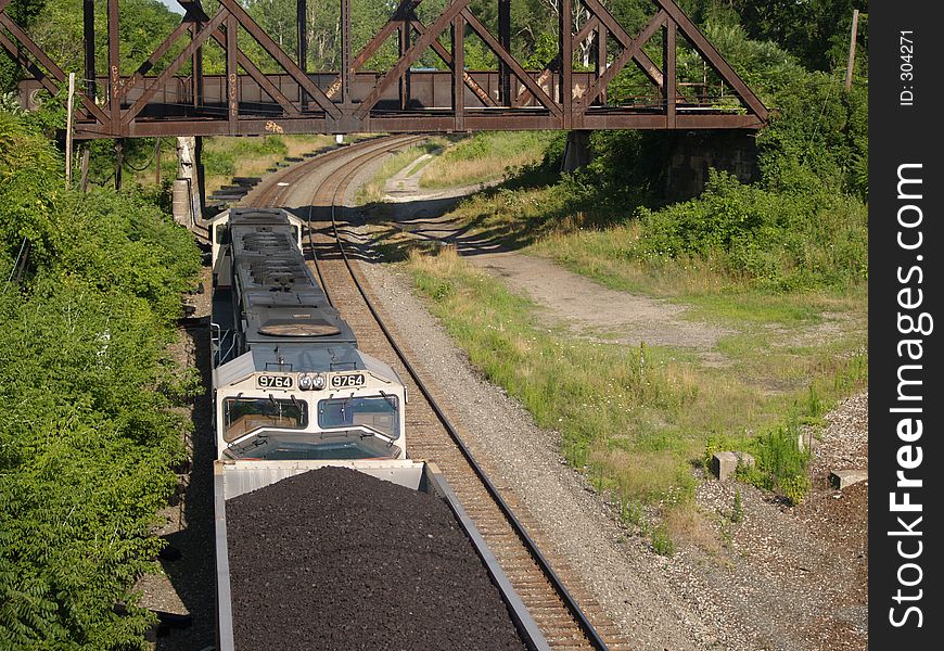 Shot above an eastbound coal train. Shot above an eastbound coal train