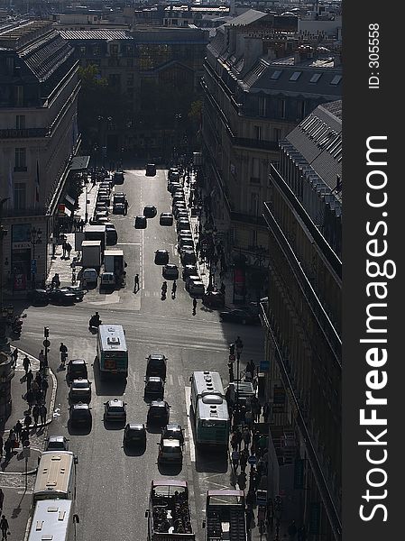 The street of Paris. View from a roof. The street of Paris. View from a roof