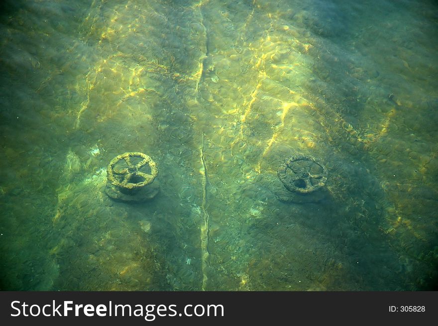 Underwater valves and pipes. Underwater valves and pipes
