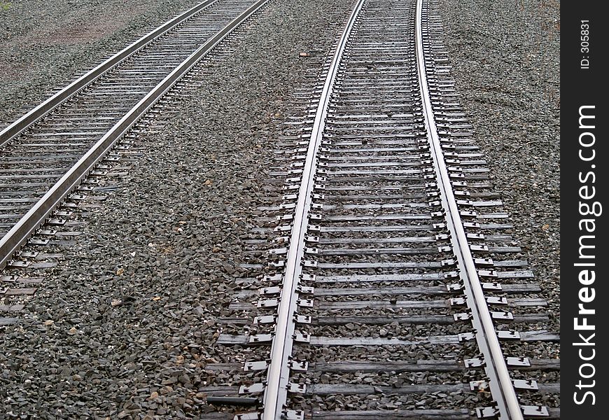 Mainline railroad tracks after the rain. Mainline railroad tracks after the rain.