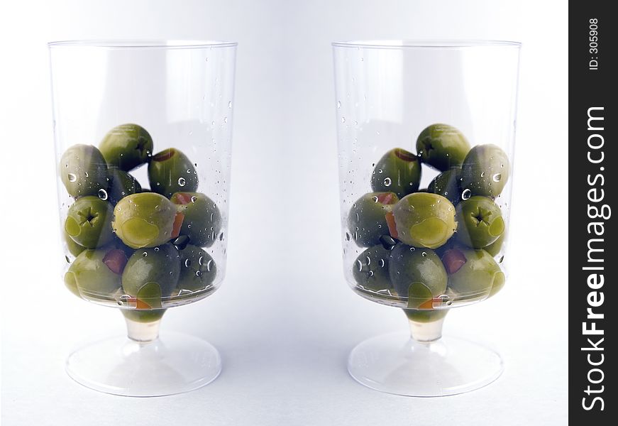 Two Glasses of Green Olives