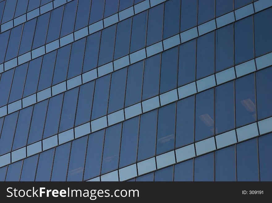 Tinted windows on a glass office building