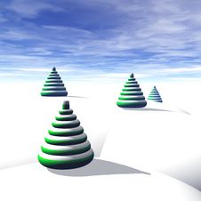 Christmas Trees And Snow Royalty Free Stock Photography Christmas Trees And Snow Royalty Free Stock Photography
