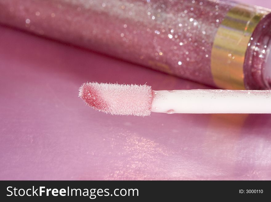 Brush With Pink Gloss For Lips