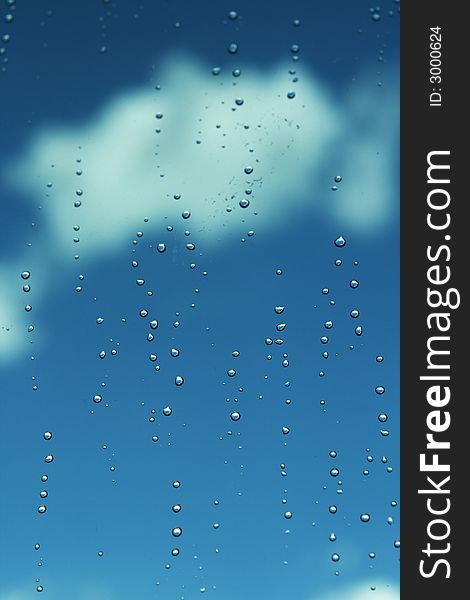 Water Drops Under Blue Sky